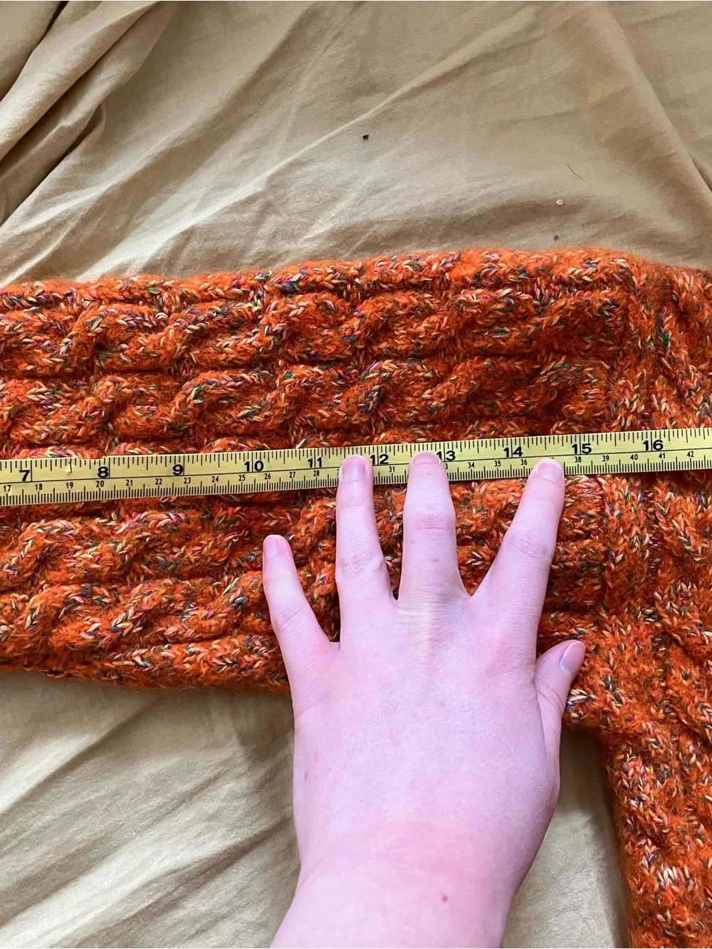 henri bendel Orange Cable Knit Turtleneck Sweater with Multicolor Trim - Picture 6 of 6